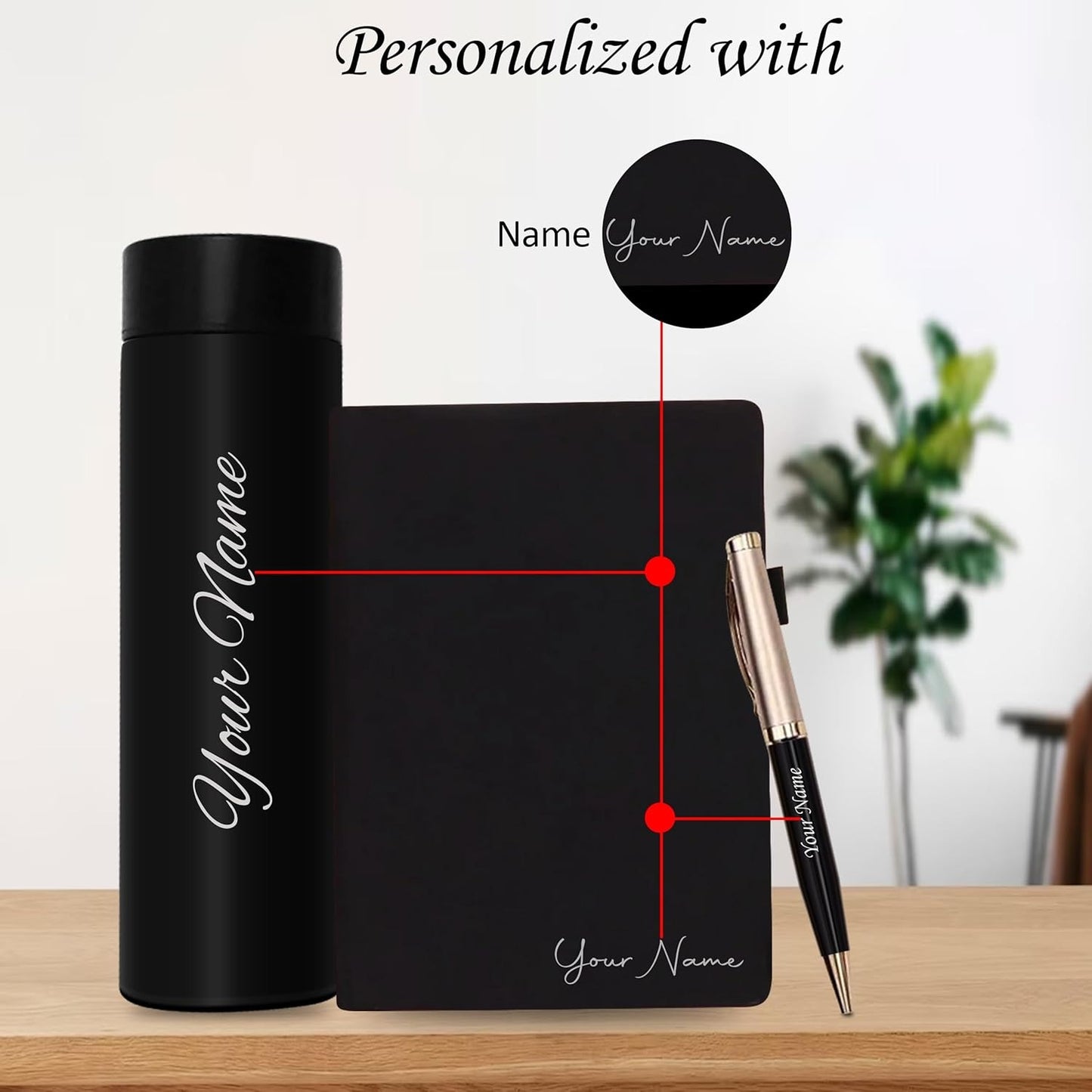 Customized Gift SET (1 TEMPRATURE BOTTLE, 1 PEN, 1 DIARY)