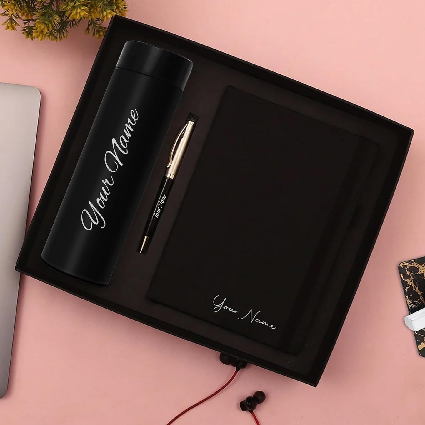 Customized Gift SET (1 TEMPRATURE BOTTLE, 1 PEN, 1 DIARY)
