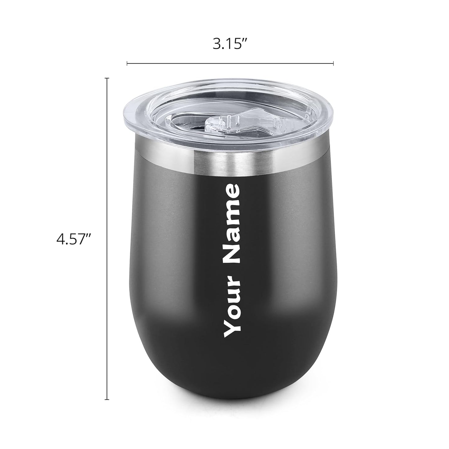 Customised Insulated Coffee Mug | Stainless Steel Tumbler with Lid & Straw | Leakproof, Double Walled Vacuum Travel Mug for Hot & Cold Drinks | Black, 350 ml