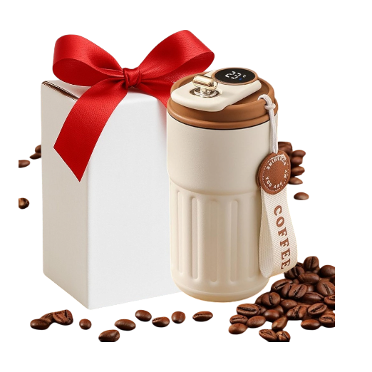 Customized Coffee Mug Cup Digital Display, Thermos Flasks, 460 ml, 316 Stainless Steel Travel Mug, Insulated Vacuum Thermal Mug, Leak-Proof Travel Mug with Lid for Coffee (Black)
