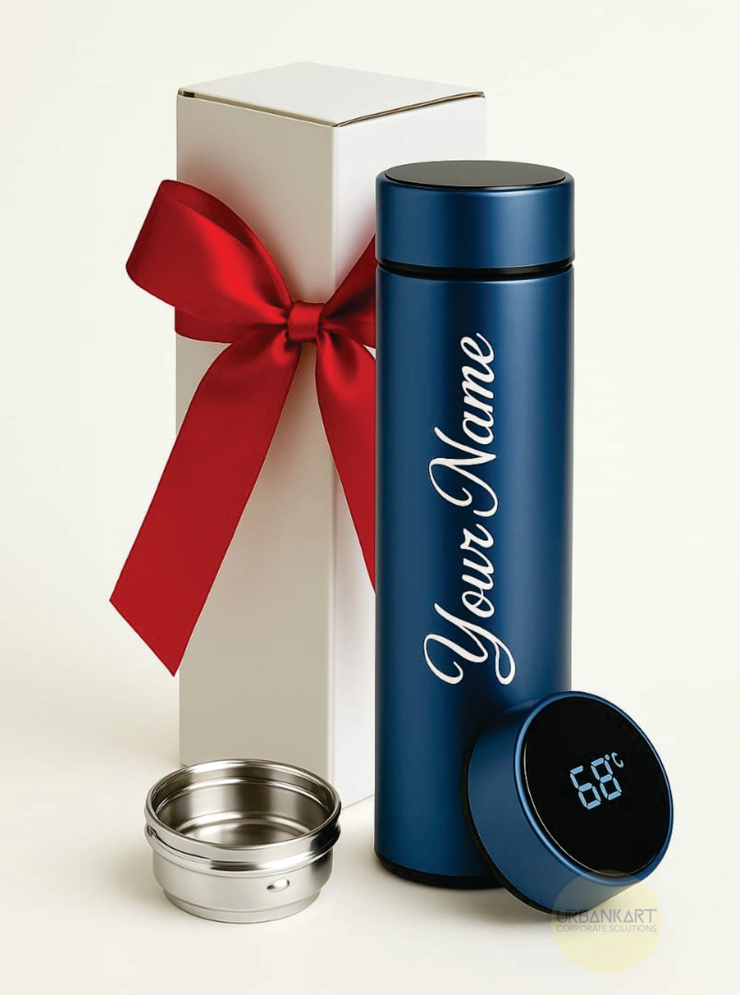 Personalized Stainless Steel Water Bottles - 500 ml | LED Temperature Display on Lid - Double Wall Vacuum Insulated Sports Bottle Flask for Hot and Cold Drinks