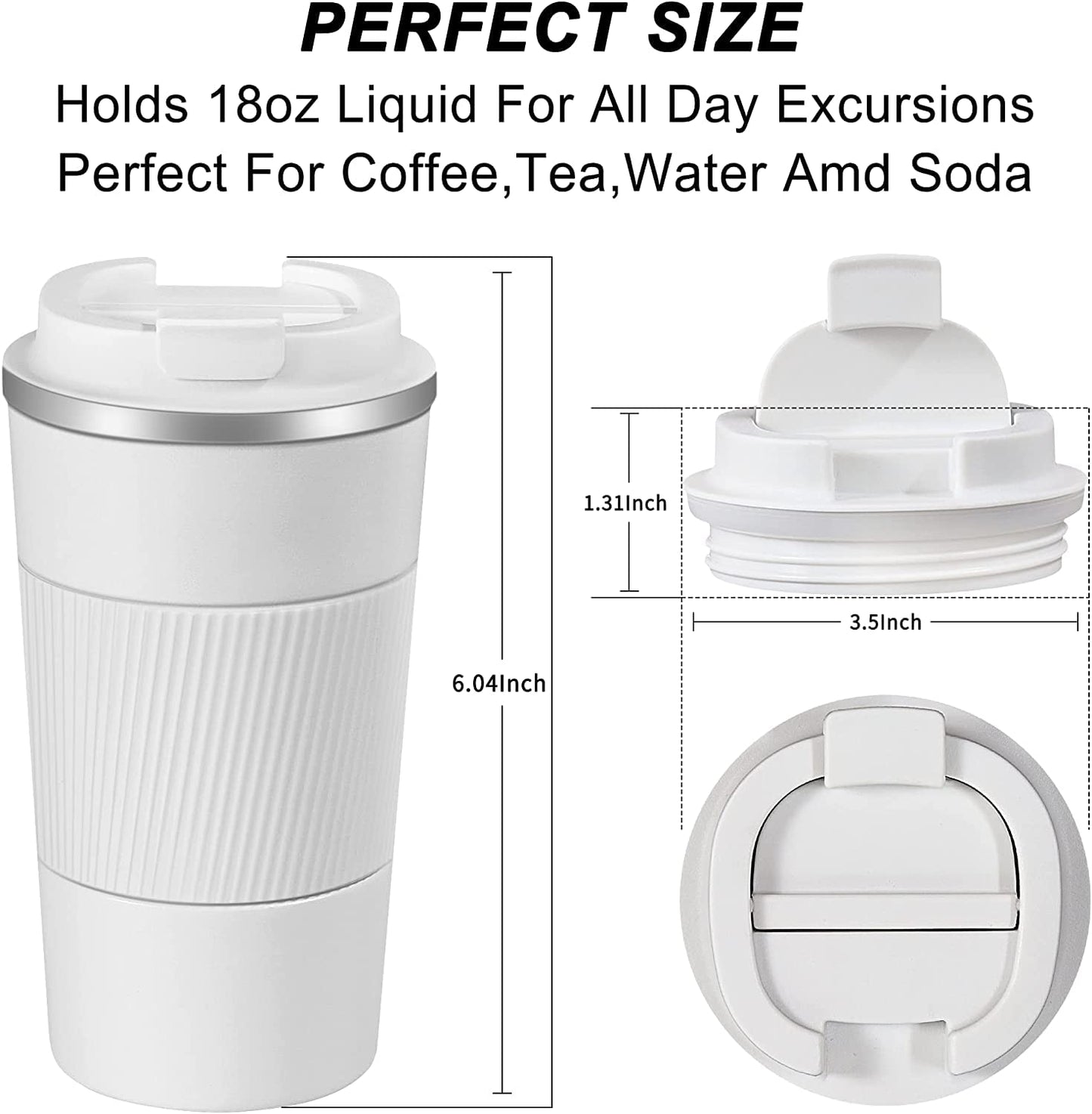 Customized Insulated Travel Coffee Mug 2.0 | Double Wall Stainless Steel Tumbler with Spill-Proof Flip Lid for Hot and Ice Beverages| Portable Coffee Cup (Black, 380ml)