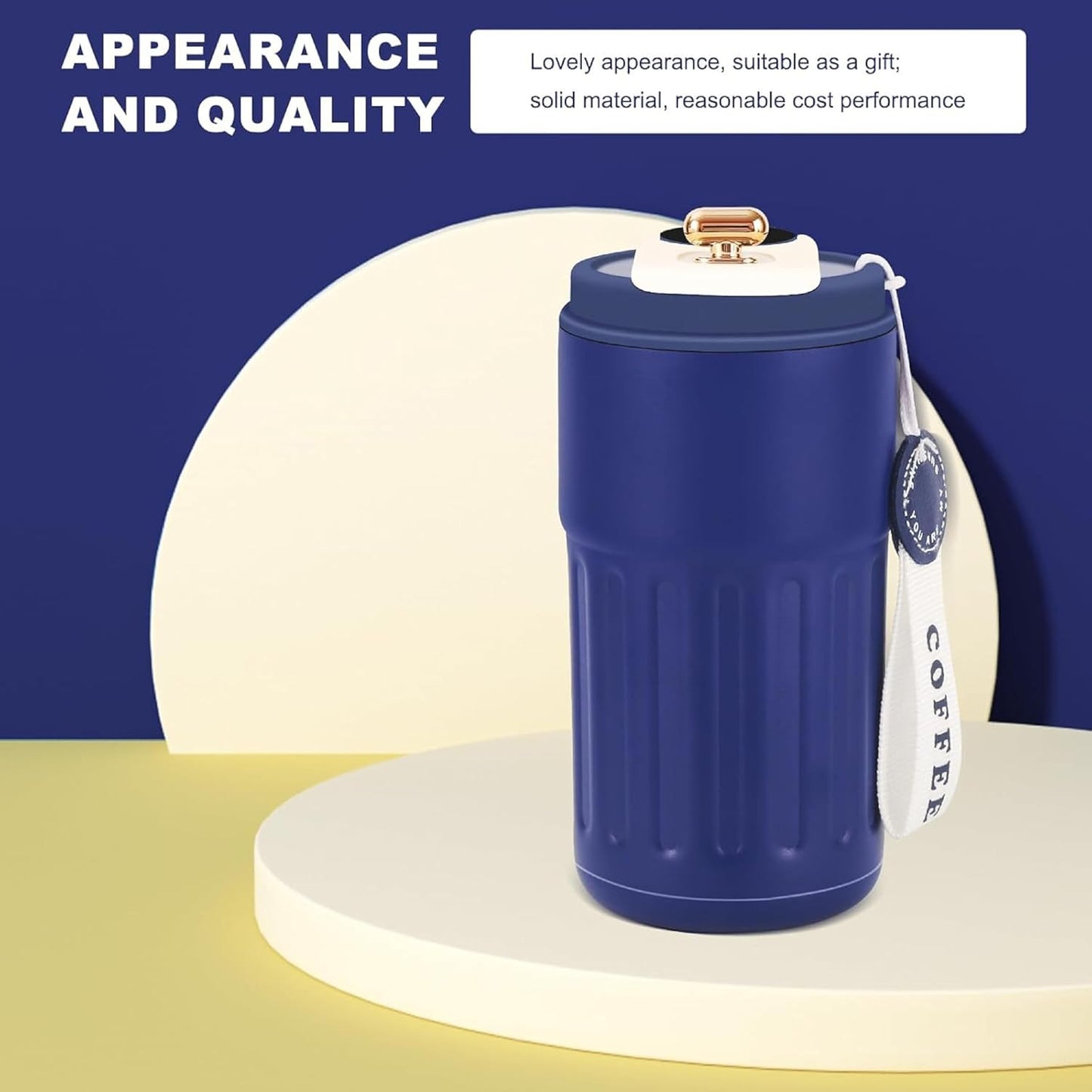 Customized Coffee Mug Cup Digital Display, Thermos Flasks, 460 ml, 316 Stainless Steel Travel Mug, Insulated Vacuum Thermal Mug, Leak-Proof Travel Mug with Lid for Coffee (Black)