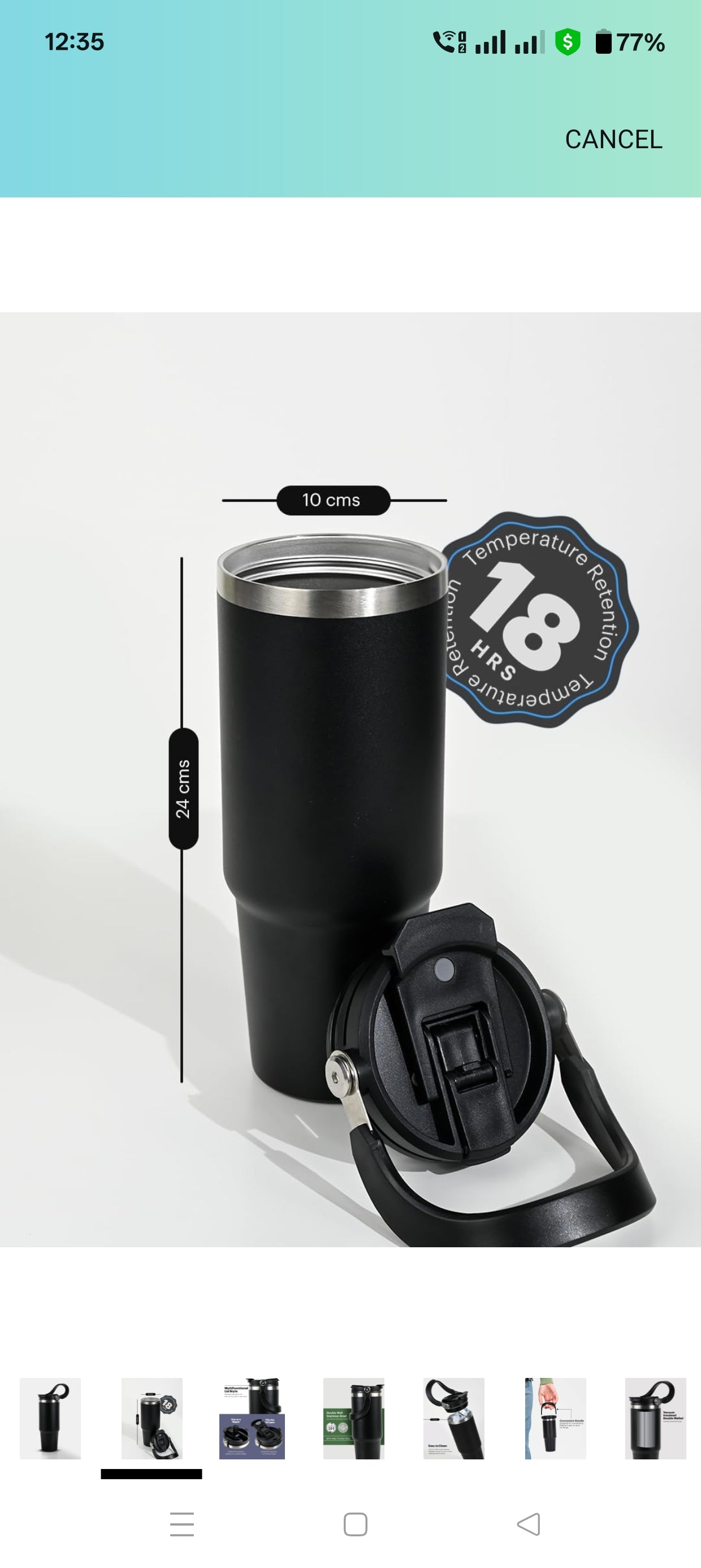 Customized Stainless Steel Tumbler with Handle & Lid | Double Wall Vacuum Insulated Hot & Cold Coffee Mug | Leak Proof Mug, Travel Cup for Office, Gym, Commute (Black, 1200 ml)