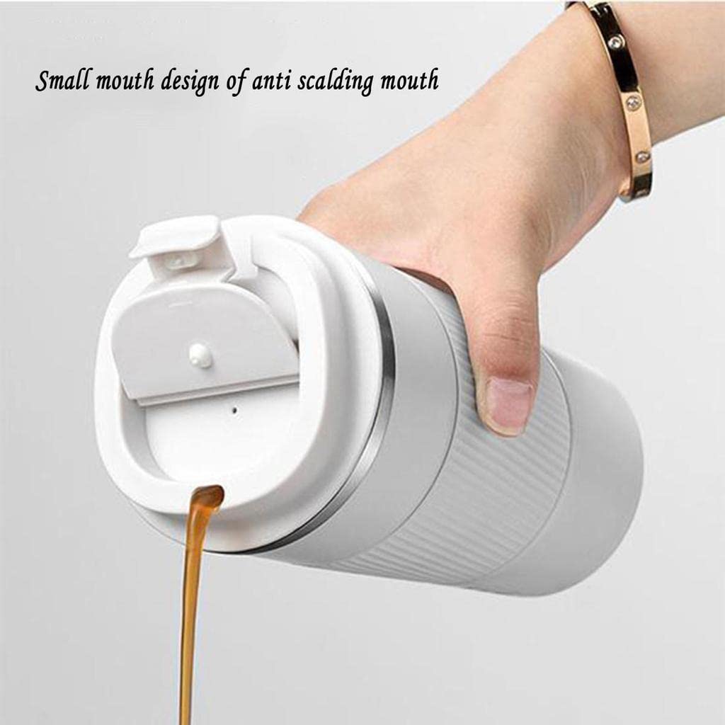 Customized Insulated Travel Coffee Mug 2.0 | Double Wall Stainless Steel Tumbler with Spill-Proof Flip Lid for Hot and Ice Beverages| Portable Coffee Cup (Black, 380ml)