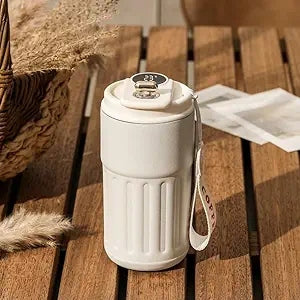 Customized Coffee Mug Cup Digital Display, Thermos Flasks, 460 ml, 316 Stainless Steel Travel Mug, Insulated Vacuum Thermal Mug, Leak-Proof Travel Mug with Lid for Coffee (Black)