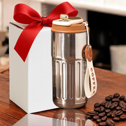 Customized Coffee Mug Cup Digital Display, Thermos Flasks, 460 ml, 316 Stainless Steel Travel Mug, Insulated Vacuum Thermal Mug, Leak-Proof Travel Mug with Lid for Coffee (Black)