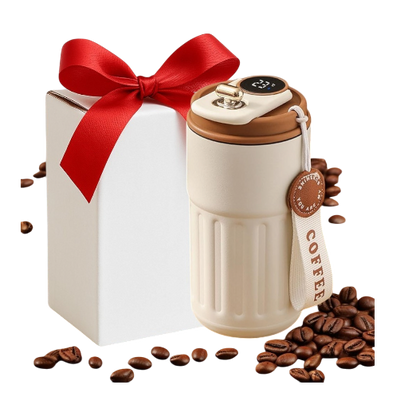 Customized Coffee Mug Cup Digital Display, Thermos Flasks, 460 ml, 316 Stainless Steel Travel Mug, Insulated Vacuum Thermal Mug, Leak-Proof Travel Mug with Lid for Coffee (Black)