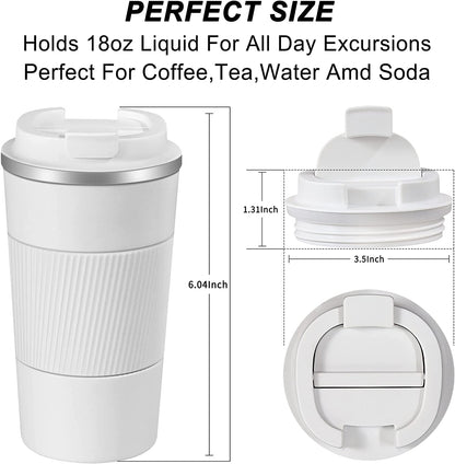 Customized Insulated Travel Coffee Mug 2.0 | Double Wall Stainless Steel Tumbler with Spill-Proof Flip Lid for Hot and Ice Beverages| Portable Coffee Cup (Black, 380ml)