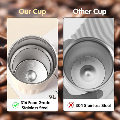 Customized Coffee Mug Cup Digital Display, Thermos Flasks, 460 ml, 316 Stainless Steel Travel Mug, Insulated Vacuum Thermal Mug, Leak-Proof Travel Mug with Lid for Coffee (Black)