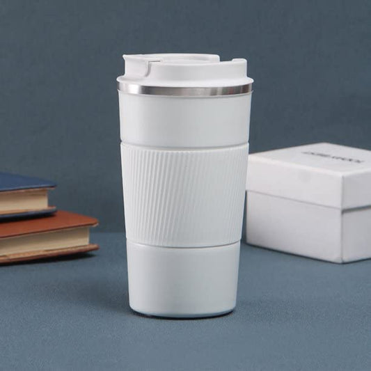 Customized Insulated Travel Coffee Mug 2.0 | Double Wall Stainless Steel Tumbler with Spill-Proof Flip Lid for Hot and Ice Beverages| Portable Coffee Cup (Black, 380ml)