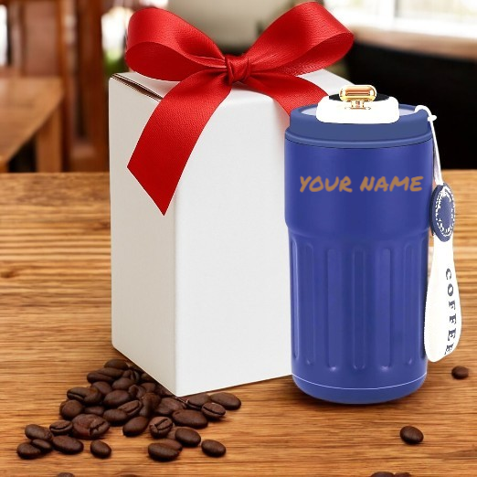 Customized Coffee Mug Cup Digital Display, Thermos Flasks, 460 ml, 316 Stainless Steel Travel Mug, Insulated Vacuum Thermal Mug, Leak-Proof Travel Mug with Lid for Coffee (Black)
