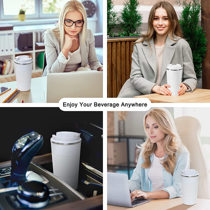 Customized Insulated Travel Coffee Mug 2.0 | Double Wall Stainless Steel Tumbler with Spill-Proof Flip Lid for Hot and Ice Beverages| Portable Coffee Cup (Black, 380ml)